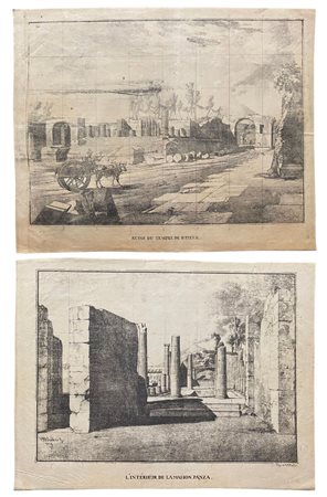 Wilhelm Jacob Hüber (1787 - 1871) 
L'Intérieur de la maison Panza | Ruine du Temple de Iupiter 1819 ca.
 