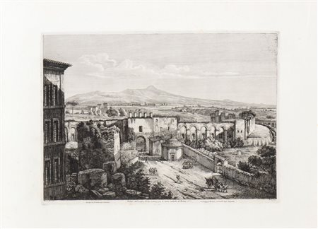 Luigi Rossini (1790 - 1857) 
Veduta dell'antica Porta Latina, con le mura antiche di Roma 1823
 