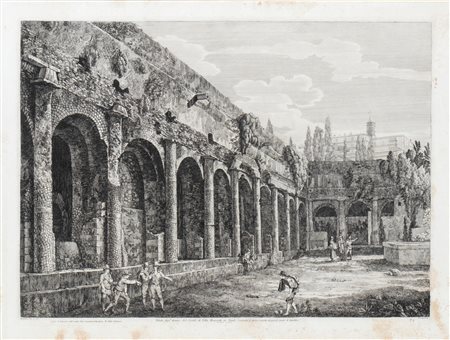 Luigi Rossini (1790 - 1857) 
Veduta dell'avanzi del Cortile di Villa Mecenate in Tivoli 
 