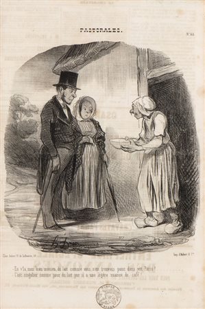 Honoré Daumier (1808 - 1879) 
Pastorales, no. 48: En v'ia, mon biau tnosieu, du lait comme vous n'en trouvais point dans vot Paris! 
 