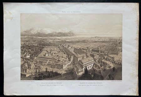 Félix Benoist (1818 - 1896) 
Palais et Jardins du Vatican. Vue générale prise de la Coupole de St. Pierre 1870
 