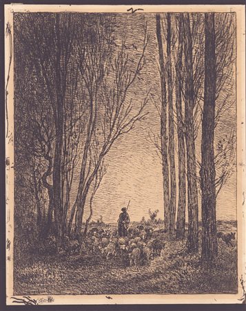 CHARLES-FRANÇOIS DAUBIGNY (Parigi, 1817 - 1878) 
La Rentrée du Troupeau 
 