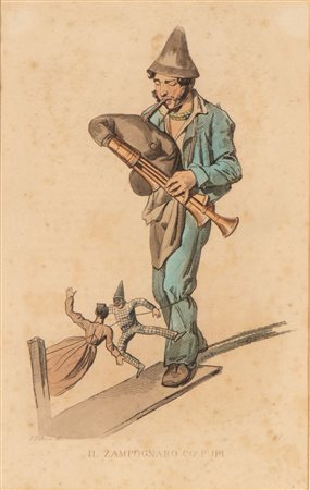 FILIPPO PALIZZI (Vasto, 1818 - NapolI, 1899) 
Il zampognaro co' pupi 
 