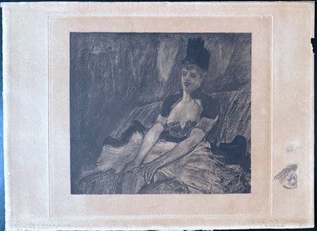 Félicien Rops (Namur, 1833 - Essonnes, 1898) 
Le coup de la jarretiere 
 