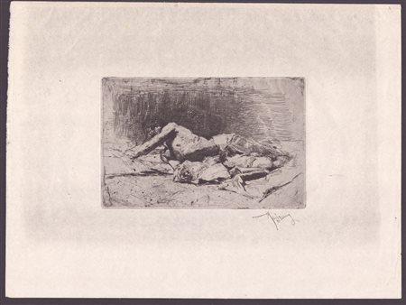 Mariano Fortuny y Marsal (Reus, 1838 - Roma, 1874) 
Etude d'homme couché 
 