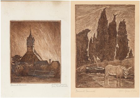 Benvenuto Benvenuti (Livorno, 1881 - 1959) 
I cipressi, il pozzo, il ciuco | Gardelegen, Germania 
 