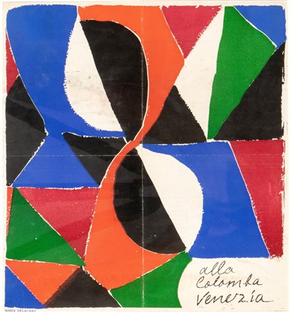 SONIA DELAUNAY (Odessa, 1885 - Parigi, 1979) 
Menu Ristorante Alla Colomba Venezia 1968
 