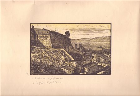 Raffaele Angelo Oppo (Oristano, 1898 - ) 
Il bastione di S. Giovanni e la fossa di S. Elmo (Valletta) 1944
 
