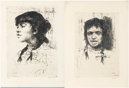 RENZO VESPIGNANI (Roma, 1924 - 2001) 
Ritratto di Adelina Vespignani | Ritratto di Adelina Vespignani di profilo 1957
 