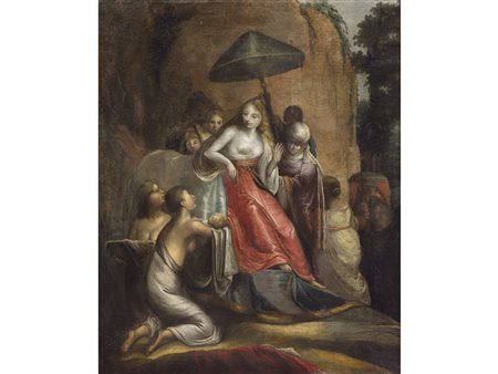 Scuola italiana (XVIII secolo) Il ritrovamento di Mosè Olio su tela 103x83 cm