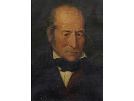 Anonimo (XIX secolo) Ritratto di uomo Olio su tela appliacata su compensato...