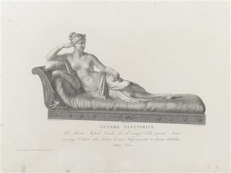 02 stampe da Antonio Canova Venere vincitrice Amore e psiche Incisione Misure...