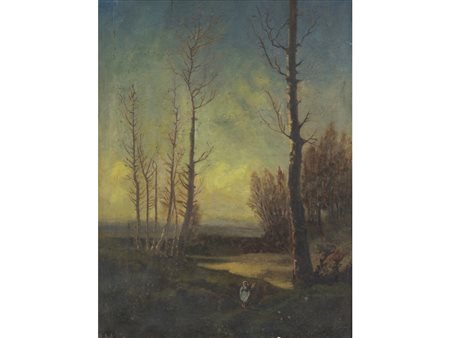 Anonimo (XIX secolo) Ritorno dal bosco Olio su tela 65x48.5 cm