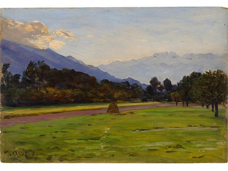 Giuseppe Grassis (Torino 1870-1949) Borgone Olio su tavoletta Datato 1902...