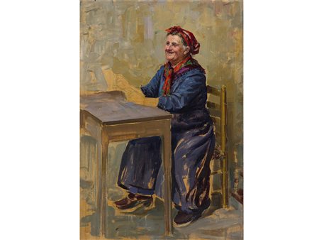 Giuseppe Grassis (Torino 1870-1949) Chiromante Olio su tavoletta Senza...