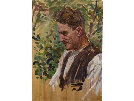 Giuseppe Grassis (Torino 1870-1949) Testa di giovane contadino Olio su...