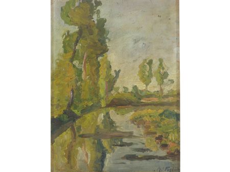 Mario Della Foglia (Lainate 1893-Milano 1940) Paesaggio Olio su tavola...