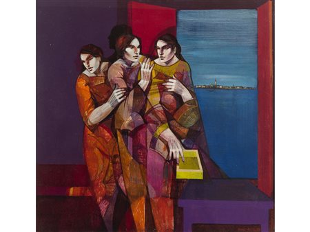 Tiziano Bertacco (San Donà di Piave 1951) Visione Olio su tela Misura 70x70 cm