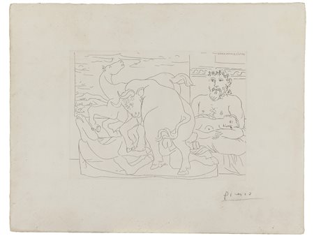 Pablo Picasso (Málaga 1881-Mougins1973) Le repos du sculpteur devant des...