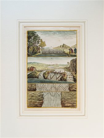 A. Moitte - Nove incisioni su rame colorate a mano raffiguranti pesci e pesca