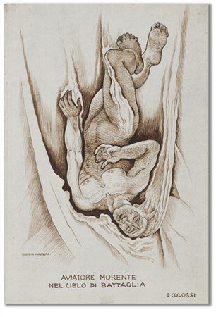 Alberto Martini "Aviatore morente nel cielo di battaglia - I colossi" 1935
china