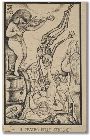 Alberto Martini "Il teatro delle streghe" 1922
china su carta
cm 16x10,4
Firmato