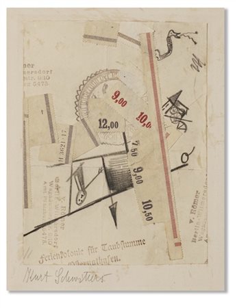 Kurt Schwitters "Senza titolo (Ferienkolonie für Taubstumme)" 1919
collage, mati