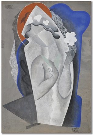BELA KADAR "Woman with flower (184)" fine anni '20 
gouache su carta
cm 48x33
Fi