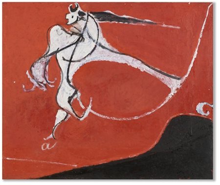 OSVALDO LICINI "Angelo ribelle su fondo rosso" 1950
olio su tavola
cm 60x70,5

P