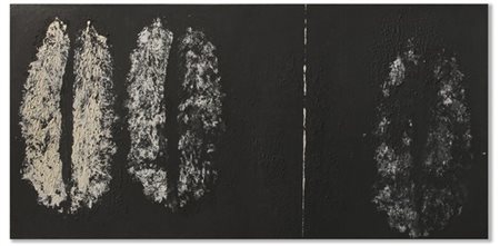 Toti Scialoja "Greenwich tre" 1960
tecnica mista su tela
cm 147x300
Firmato, tit