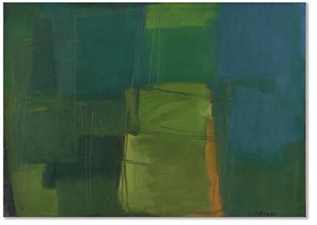 Alfredo Chighine "Composizione verde - blu" 1960
olio su tela
cm 114x162
Firmato