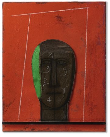 MIMMO PALADINO "Senza titolo" 2010
olio tecnica mista e collage su tela
cm 50x40