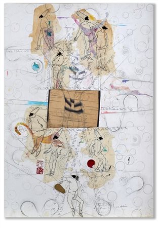 ALIGHIERO BOETTI "Senza titolo (otto luci nere)" 1992
tecnica mista su carta (in