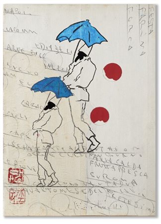 ALIGHIERO BOETTI "Extra strong (Napoli la commedia dell'arte...)" 1992
tecnica m