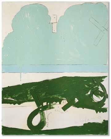 Mario Schifano "Paesaggio anemico" 1965
smalto e grafite su tela
cm 100x80
Firma