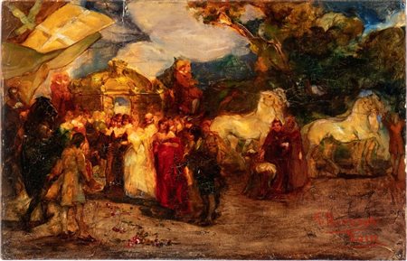 GIUSEPPE RIVAROLI (Cremona 1885 - Roma 1943), Corteo in stile settecentesco  