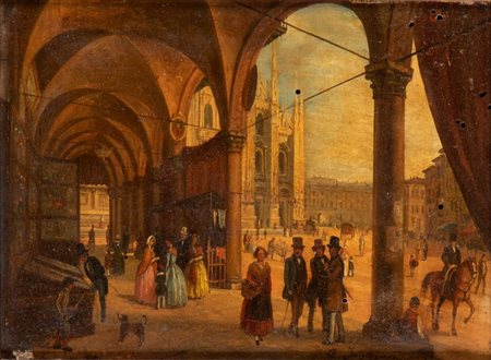 ANGELO INGANNI
(Brescia 1807 - Gussago 1880)
, Piazza Duomo a Milano 1840