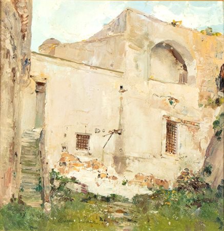 GIUSEPPE CASCIARO(Ortelle 1863 - Napoli 1941), Casolare in campagna 1937