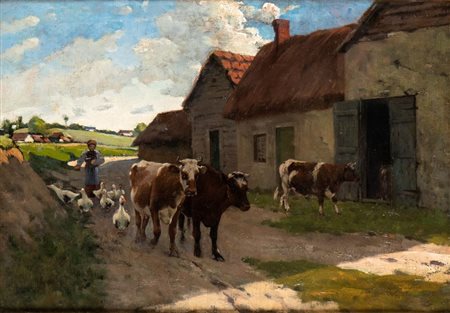 EDWIN  CONNELL
(New York City 1859 - Clamart 1923)
, Paesaggio agreste con pastore  