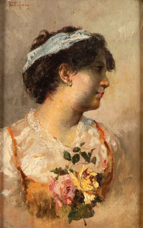 EDOARDO TOFANO
(Napoli 1838 - Roma 1920)
, Profilo di giovane donna 
