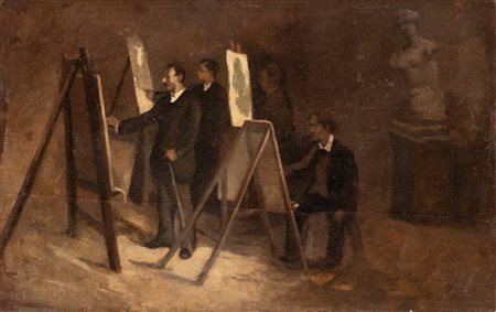 MICHELE CAMMARANO
(Napoli 1835 - 1920)
, Lo studio dei pittori 