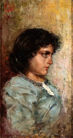 VINCENZO IROLLI
(Napoli 1860 - 1949)
, Profilo di giovane donna 