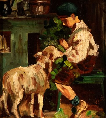 VINCENZO IROLLI
(Napoli 1860 - 1949)
, Veduta di interno con bambino 