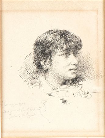 VINCENZO CAPRILE
(Napoli 1856 - 1936)
, Ritratto di giovane donna 