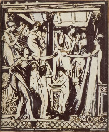 GIULIO ARISTIDE SARTORIO(ROMA 1860 - ROMA 1932), Bozzetto preparatorio per una della scene del poema Sibilla 