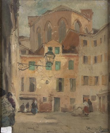 ITALICO BRASS
(Gorizia 1870 - Venezia 1943)
, Campiello San Rocco a Venezia Anni 20 ca.