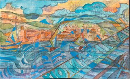 UBERTO BONETTI
(Viareggio 1909 - 1993)
, Aerovista: Rio Marina Anni '30