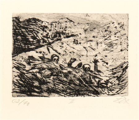 OTTO DIX
(Untermhaus 1891 - Singen 1969)
, II incisione (Verschuttete) tratta dalla serie "Der Krieg" 1923/1924