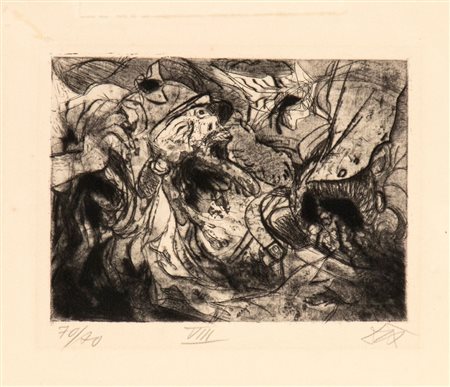 OTTO DIX
(Untermhaus 1891 - Singen 1969)
, VIII incisione (Zerschossene) tratta dalla serie "Der Krieg"  1923/24