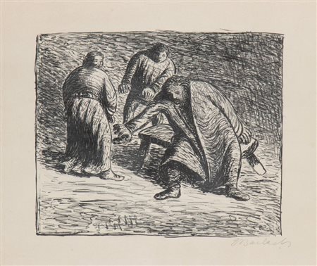 ERNST BARLACH
(Wedel 1870 - Rostock 1938)
, "Mit fremder schuld beladen" per l'opera teatrale "Der tote tag" 1912